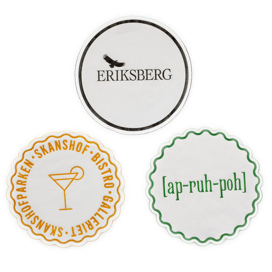 Glasunderlägg i papper inkl tryck